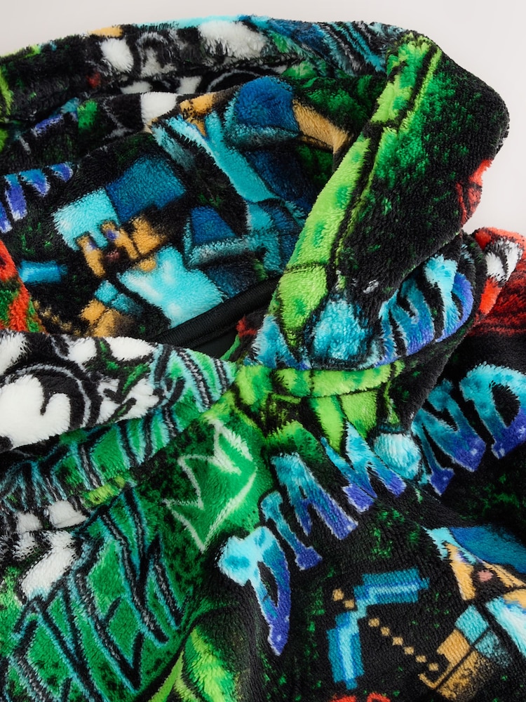 All Over Minecraft Grafitti Fleece Poncho (5-16yrs) - Image 4 of 4 All Over Minecraft Grafitti Fleece Poncho (5-16yrs) - Image 4 of 4