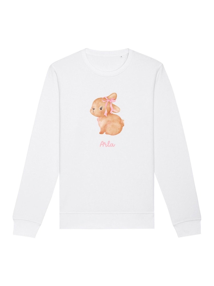 Koko Blossom White Personalised Bunny Bow Sweatshirt - Image 1 of 1
