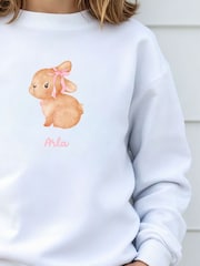 Koko Blossom White Personalised Bunny Bow Sweatshirt - Image 2 of 3