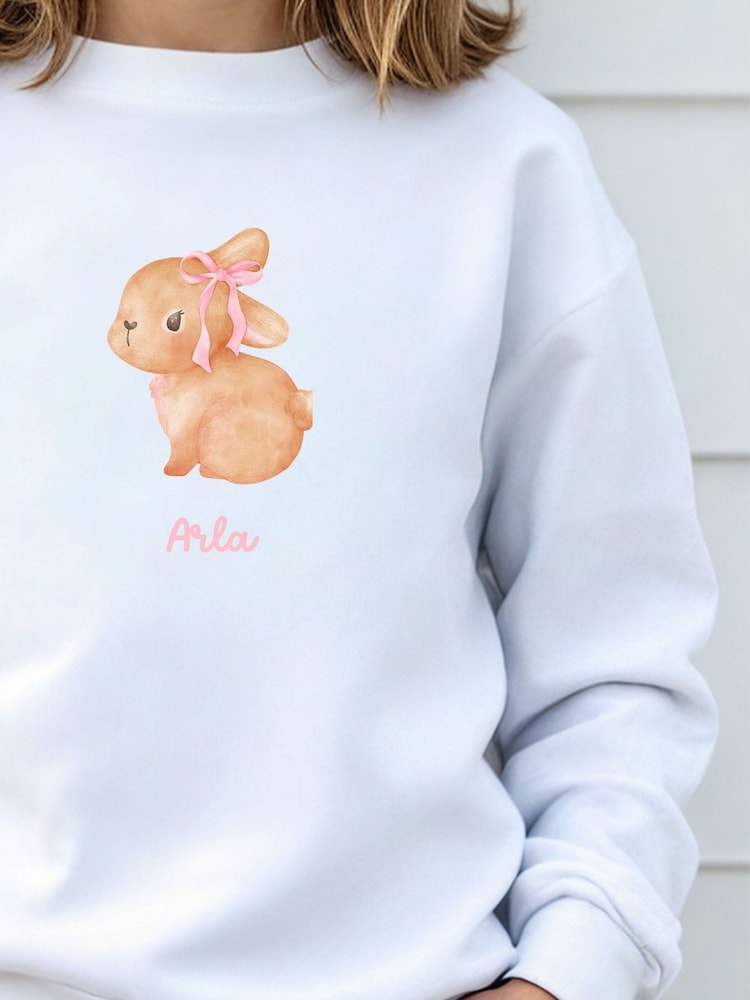 Koko Blossom White Personalised Bunny Bow Sweatshirt - Image 2 of 3