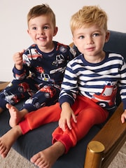 Navy Emergency Vehicles Cosy Fleece Pyjamas 2 Pack (12mths-8yrs) - Image 2 of 9