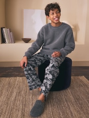 Anthrazit/Grau, Camo-Print - Printed Cosy Fleece Lined Pyjamas (3-16yrs) - Bild 1 von 7