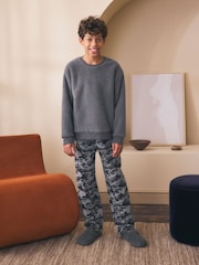 Anthrazit/Grau, Camo-Print - Printed Cosy Fleece Lined Pyjamas (3-16yrs) - Bild 2 von 7