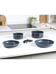 Russell Hobbs 5 Piece Blue Smart Clip Marine Pans Set - Image 1 of 8