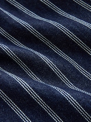 Indigo Blue/ White Striped Double Pocket Barrel Jeans - Image 7 of 9