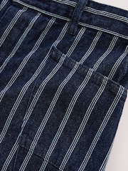 Indigo Blue/ White Striped Double Pocket Barrel Jeans - Image 8 of 9