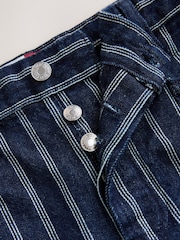 Indigo Blue/ White Striped Double Pocket Barrel Jeans - Image 9 of 9