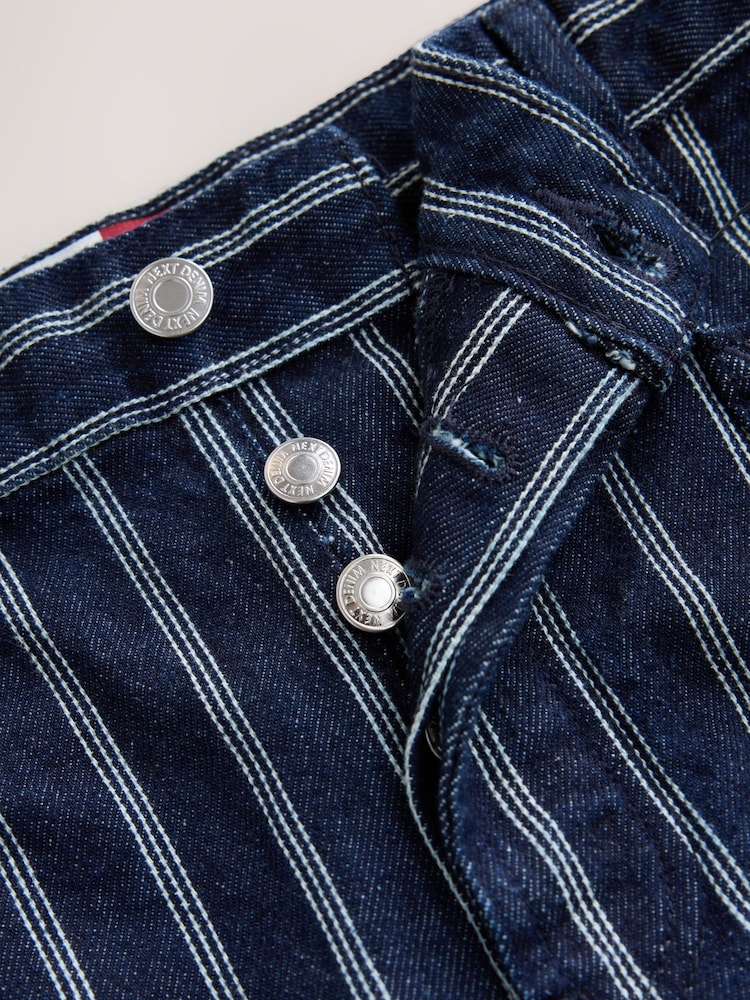 Indigo Blue/ White Striped Double Pocket Barrel Jeans - Image 9 of 9 Indigo Blue/ White Striped Double Pocket Barrel Jeans - Image 9 of 9