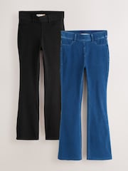 Black/Dark Blue Full Length Jersey Denim Bootcut Leggings 2 Pack - Image 1 of 5