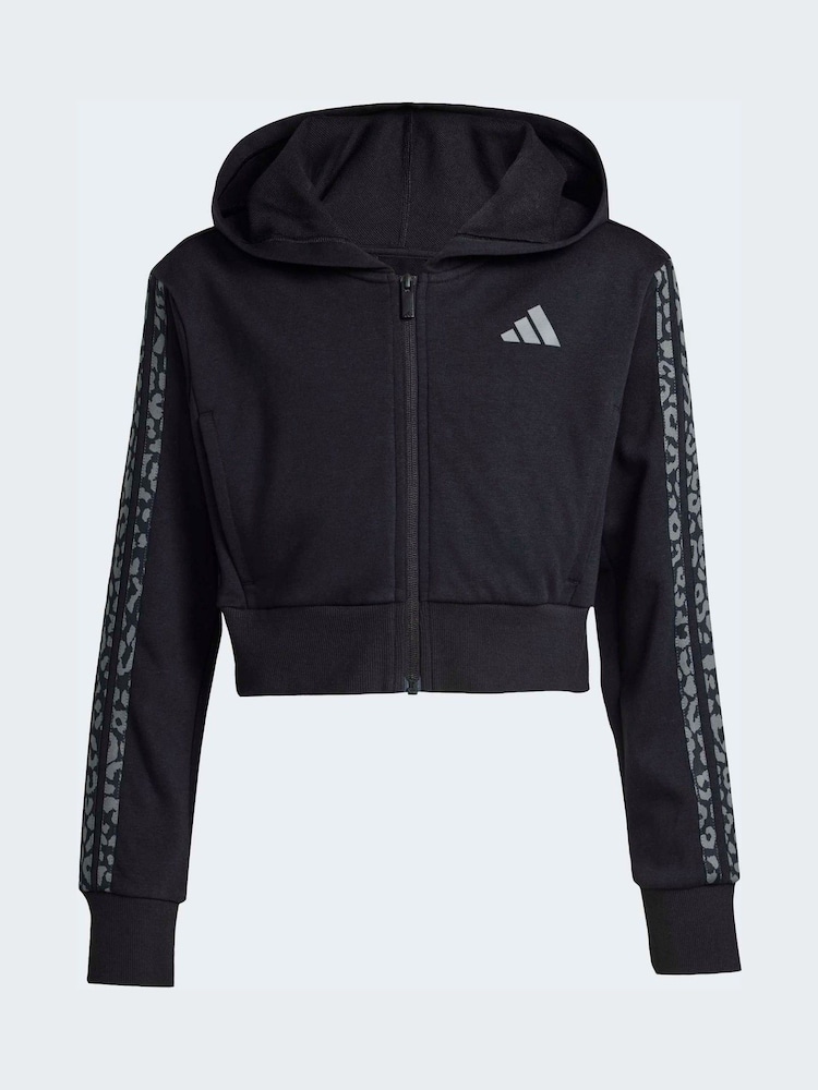 adidas Black Animal Zip Crop Hoodie - Image 5 of 5
