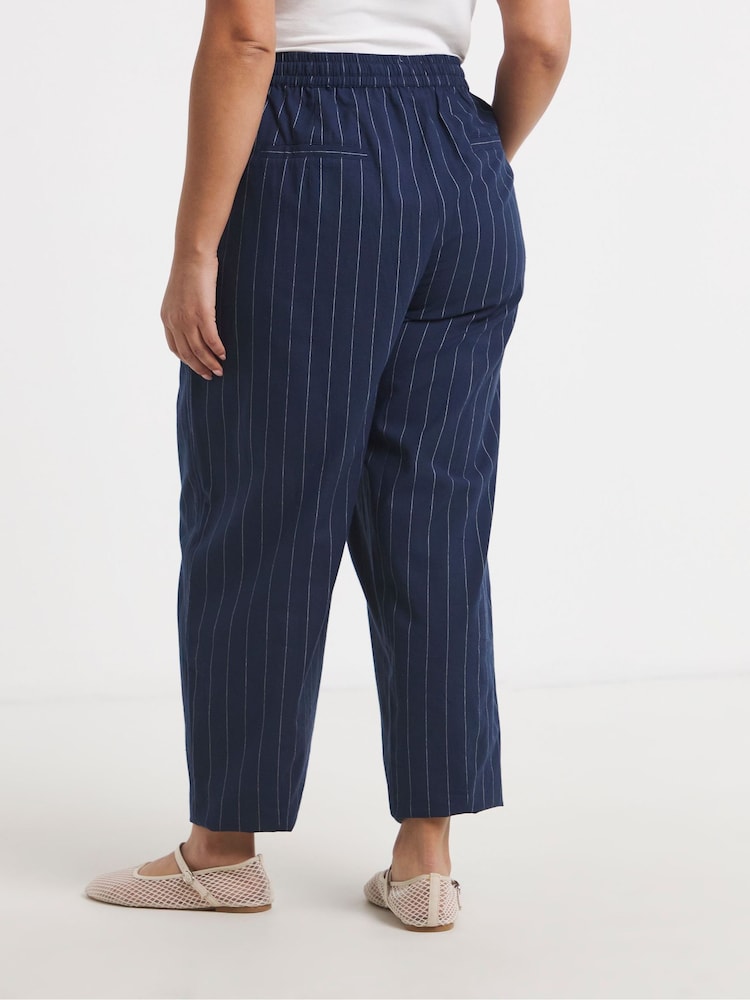 Simply Be Blue Pinstripe Peg Trousers - Image 2 of 4