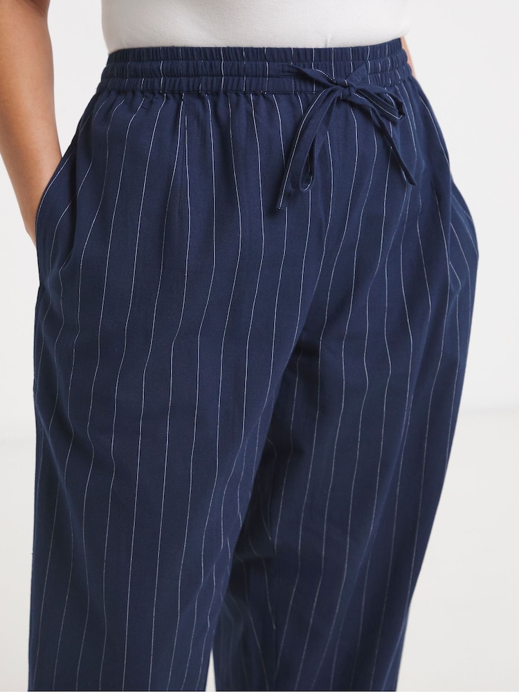 Simply Be Blue Pinstripe Peg Trousers - Image 4 of 4