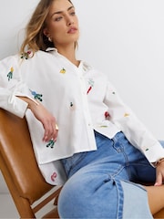 Simply Be White Embroidered Fruit Shirt - Image 3 of 4