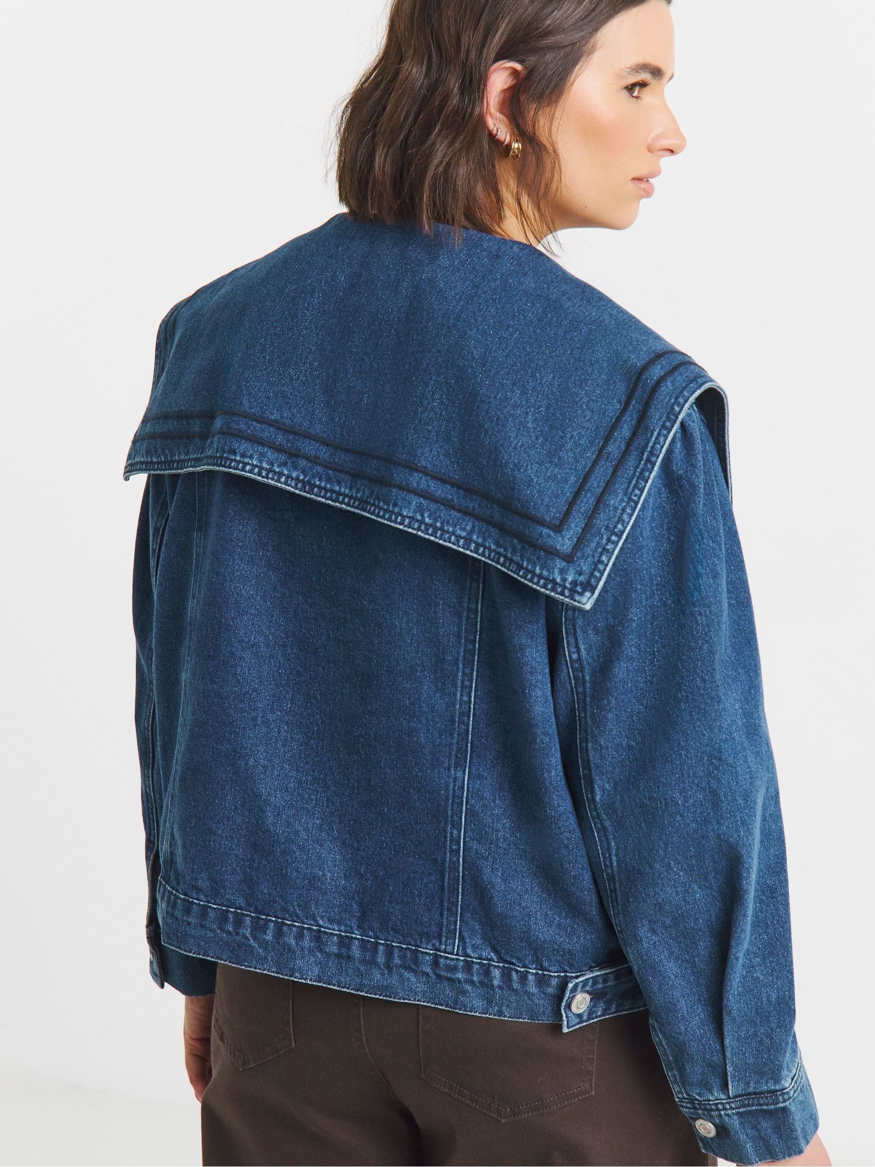 Buy Simply Be Blue Sailor Collar Denim Jacket from the Next UK