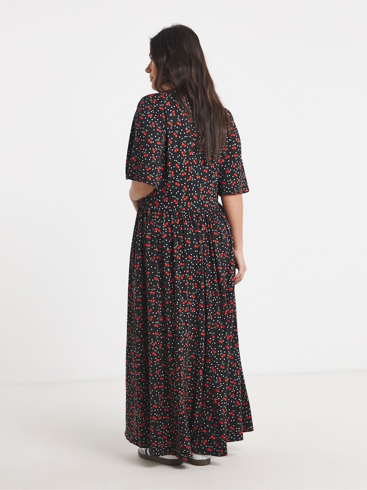 Simply Be Black Supersoft Boat Neck Midi Dress - Image 2 of 4