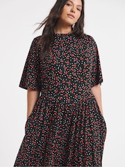 Simply Be Black Supersoft Boat Neck Midi Dress - Image 3 of 4