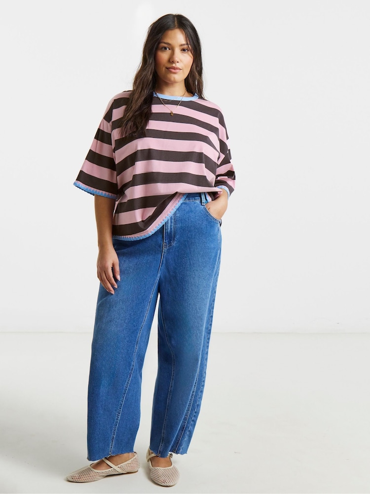 Simply Be Brown Whipstich T-Shirt - Image 1 of 4 Simply Be Brown Whipstich T-Shirt - Image 1 of 4