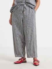 Simply Be Black Gingham Barrel Leg Trousers - Image 2 of 4