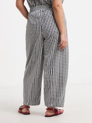 Simply Be Black Gingham Barrel Leg Trousers - Image 4 of 4