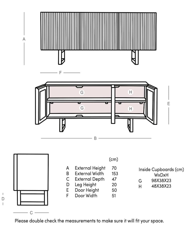 Swoon Light Brown Klaus Mango Wood Three Door Sideboard - Image 6 of 6