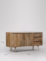 Swoon Light Brown Southwark Wooden Two Door Three-Drawer Sideboard - Image 4 of 6