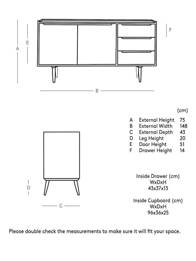 Swoon Light Brown Southwark Wooden Two Door Three-Drawer Sideboard - Image 6 of 6
