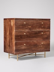 Swoon Mid Brown Halle Mango Wood 3 Drawer Chest - Image 2 of 5
