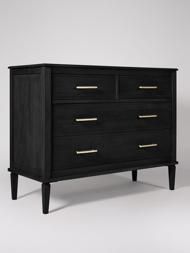 Swoon Black Claudine Mango Wood 4 Drawer Chest - Image 2 of 5