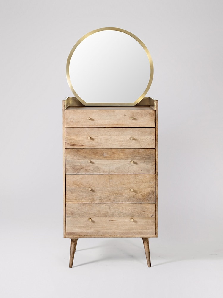 Swoon Light Brown Fresco Mango Wood Five Drawer Chest - Image 1 of 5