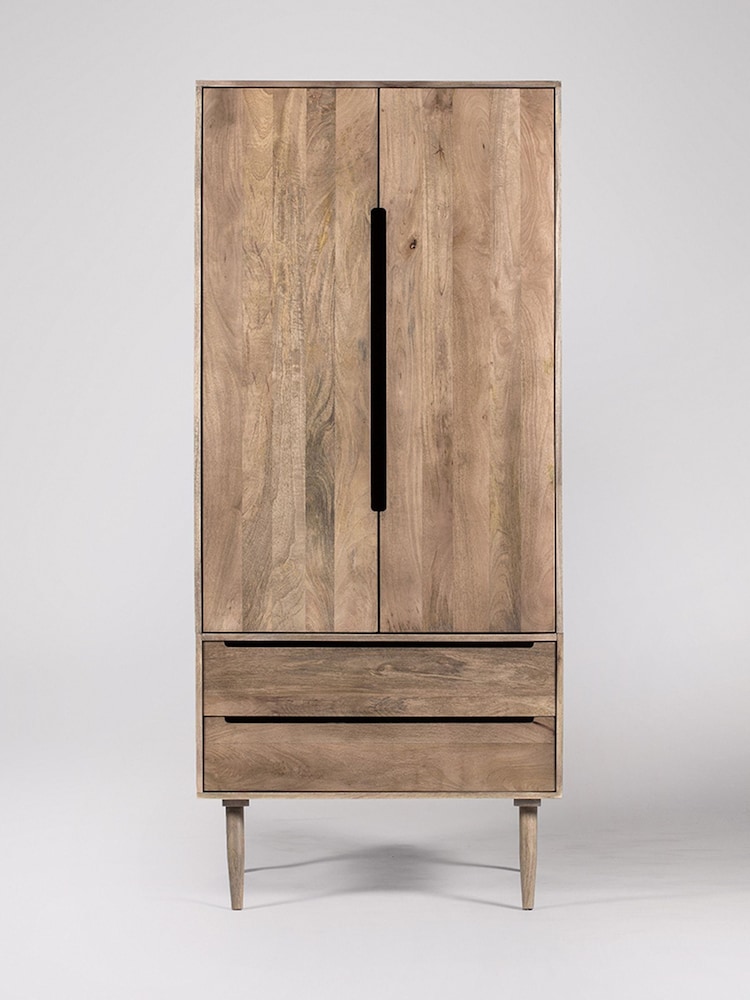 Swoon Light Brown Southwark Mango Wood Two Door Drawer Wardrobe - Image 1 of 5