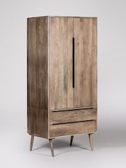 Swoon Light Brown Southwark Mango Wood Two Door Drawer Wardrobe - Image 2 of 5