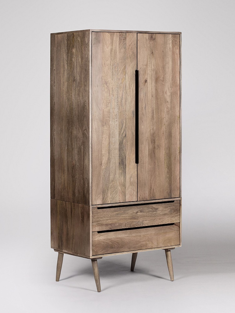 Swoon Light Brown Southwark Mango Wood Two Door Drawer Wardrobe - Image 2 of 5
