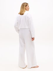 Tommy Hilfiger White Wide Leg Cover-Up Trousers With Linen - Image 3 of 5