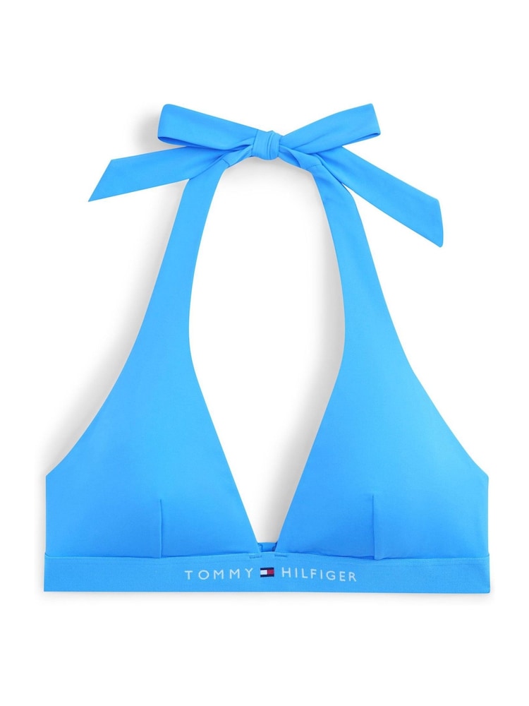 Tommy Hilfiger Blue Original Logo Halterneck Bikini Top - Image 5 of 5