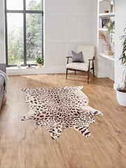 Think Rugs Brown Faux Print Leopard Animal Print Rug - Image 1 of 6
