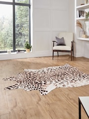 Think Rugs Brown Faux Print Leopard Animal Print Rug - Image 2 of 6