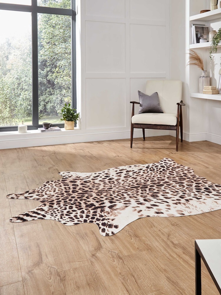 Think Rugs Brown Faux Print Leopard Animal Print Rug - Image 2 of 6 Think Rugs Brown Faux Print Leopard Animal Print Rug - Image 2 of 6