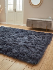 Think Rugs Navy Polar Plush Plain Shaggy Rug - Image 2 of 6