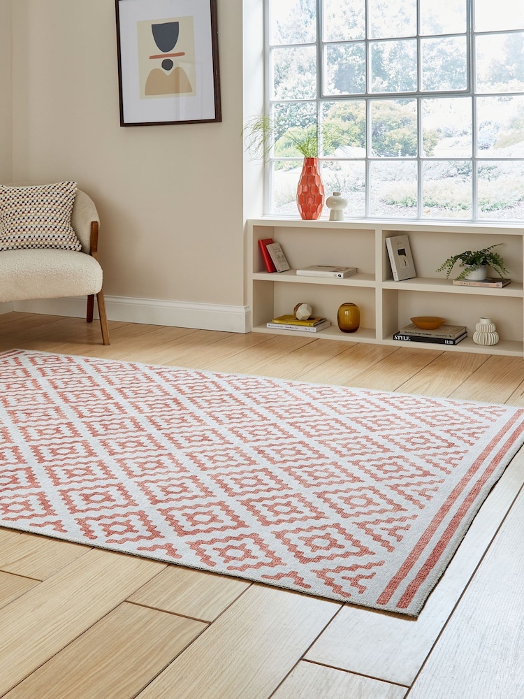 Think Rugs Orange Coral H1058 Modern Geometric Rug - Image 2 of 6 Think Rugs Orange Coral H1058 Modern Geometric Rug - Image 2 of 6