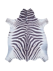 Think Rugs Black Faux Print Zebra Animal Print Rug - Image 3 of 6