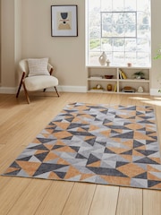 Think Rugs Yellow Coral H1057 Modern Geometric Rug - Image 1 of 6
