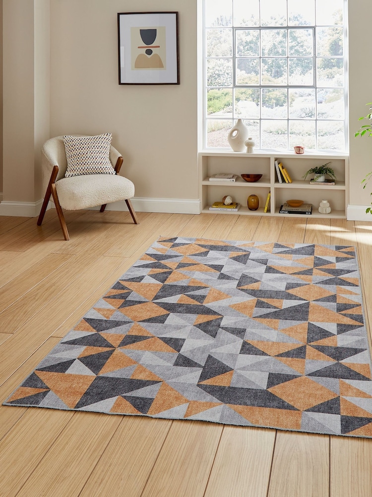 Think Rugs Yellow Coral H1057 Modern Geometric Rug - Image 1 of 6