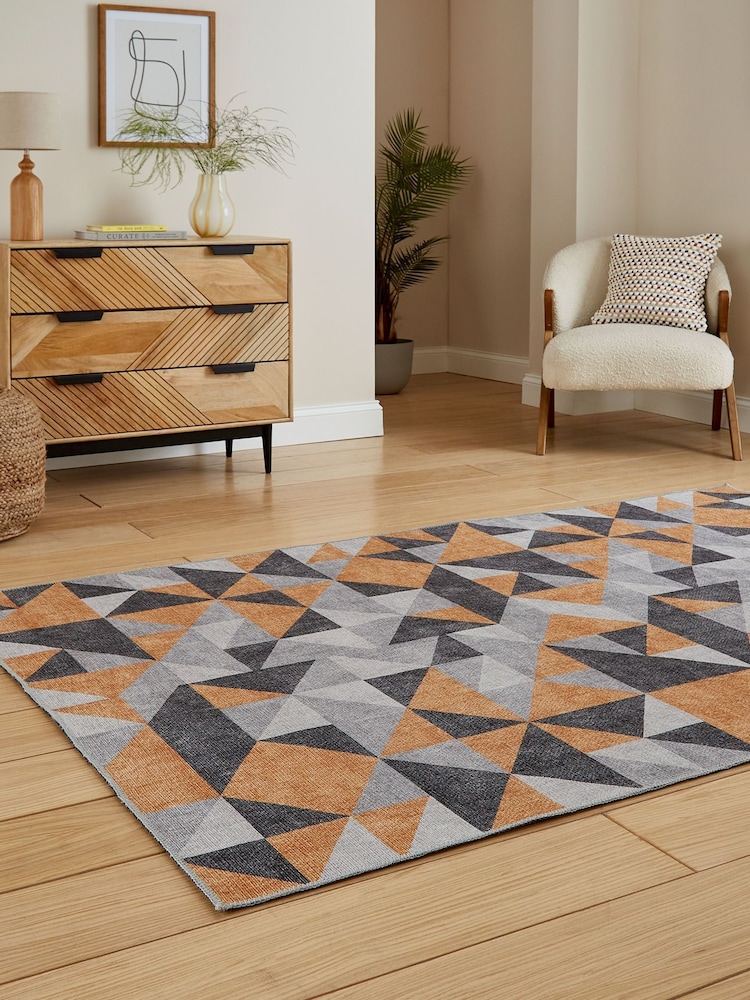 Think Rugs Yellow Coral H1057 Modern Geometric Rug - Image 2 of 6