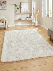 Think Rugs White Polar Plush Plain Shaggy Rug - Image 1 of 6