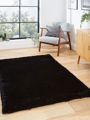 Think Rugs Black Super Teddy Plain Shaggy Rug - Image 1 of 6