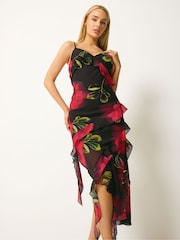 Star by Julien MacDonald Black Ruffle Midi Dress - Image 1 of 5