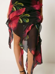 Star by Julien MacDonald Black Ruffle Midi Dress - Image 4 of 5