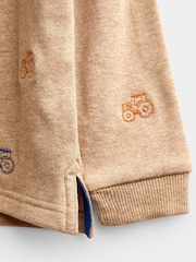 JoJo Maman Bébé Brown Marl Tractor Embroidered Polo Shirt - Image 4 of 4