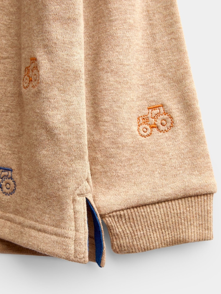 JoJo Maman Bébé Brown Marl Tractor Embroidered Polo Shirt - Image 4 of 4 JoJo Maman Bébé Brown Marl Tractor Embroidered Polo Shirt - Image 4 of 4