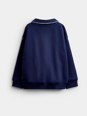 JoJo Maman Bébé Navy Blue Race Car Appliqué Half Zip Sweatshirt - Image 2 of 4